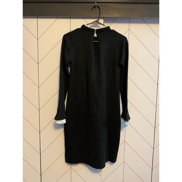 Vince Camuto Womens XS Black White Ruffle Polka Dot Trim Wednesday Addams Dress - Picture 2 of 9